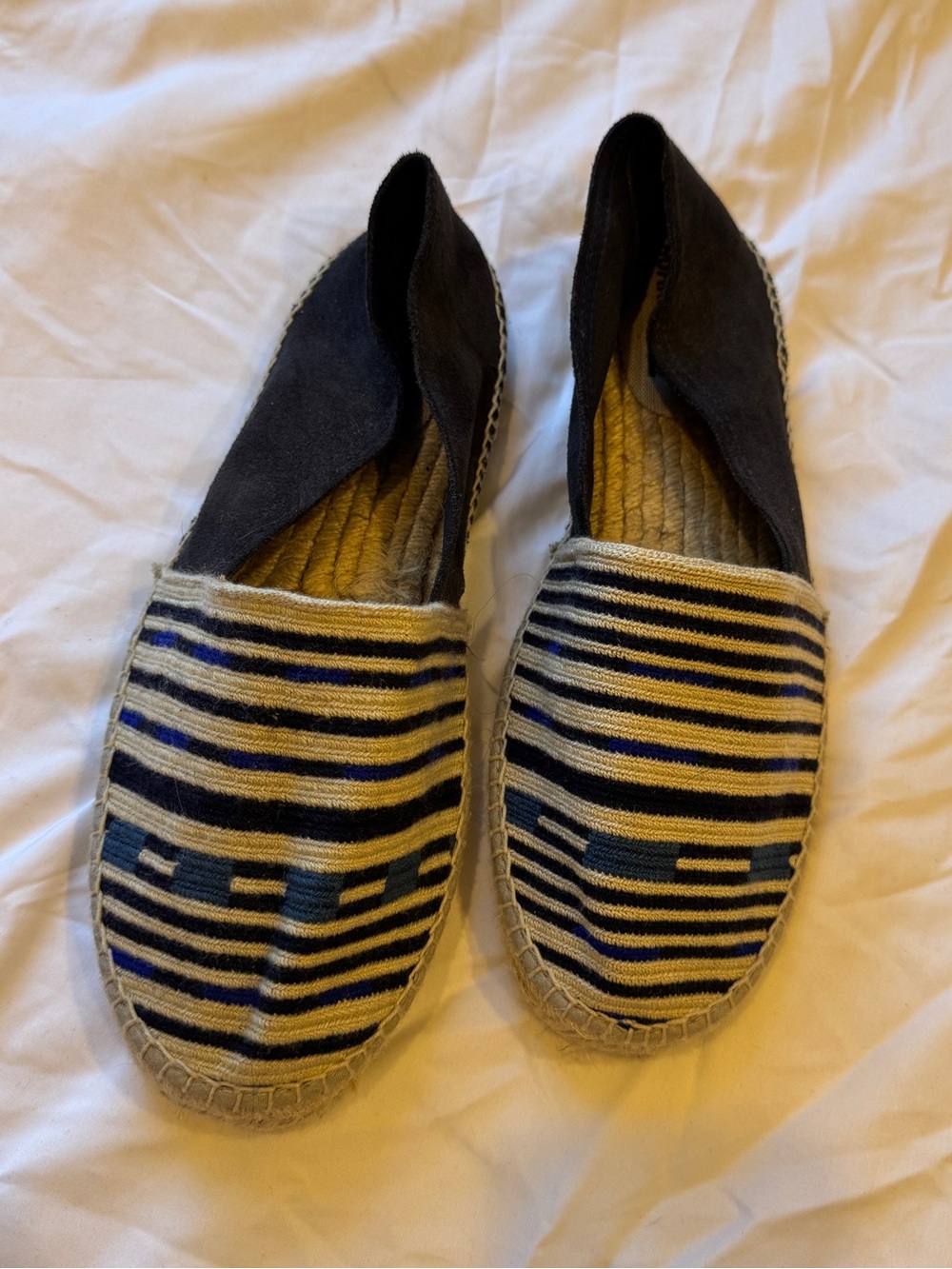 Guanabana Striped Embroidered Espadrilles Size 45 Boho Coastal Resort Loafers